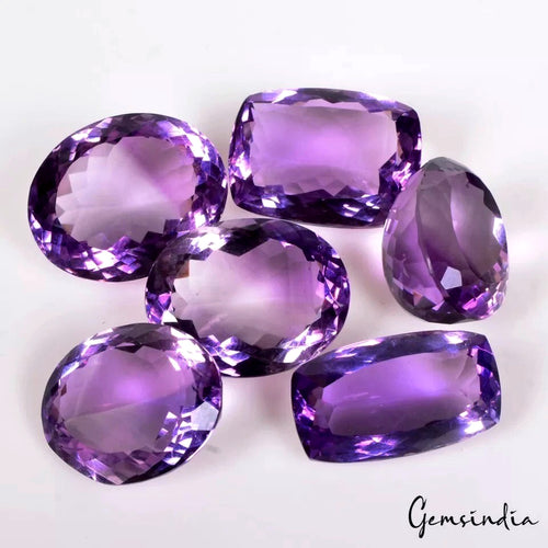Amethyst Lot, Loose Gemstone, Untreated — 6 Pieces, 17mm to 19mm, 95.90 Ct