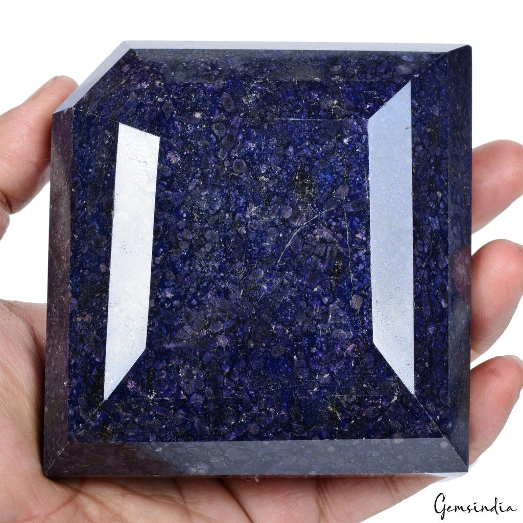 5040Ct Natural Huge Blue Sapphire Museum Use Treated Fancy Cut Gemstone w/ Stand