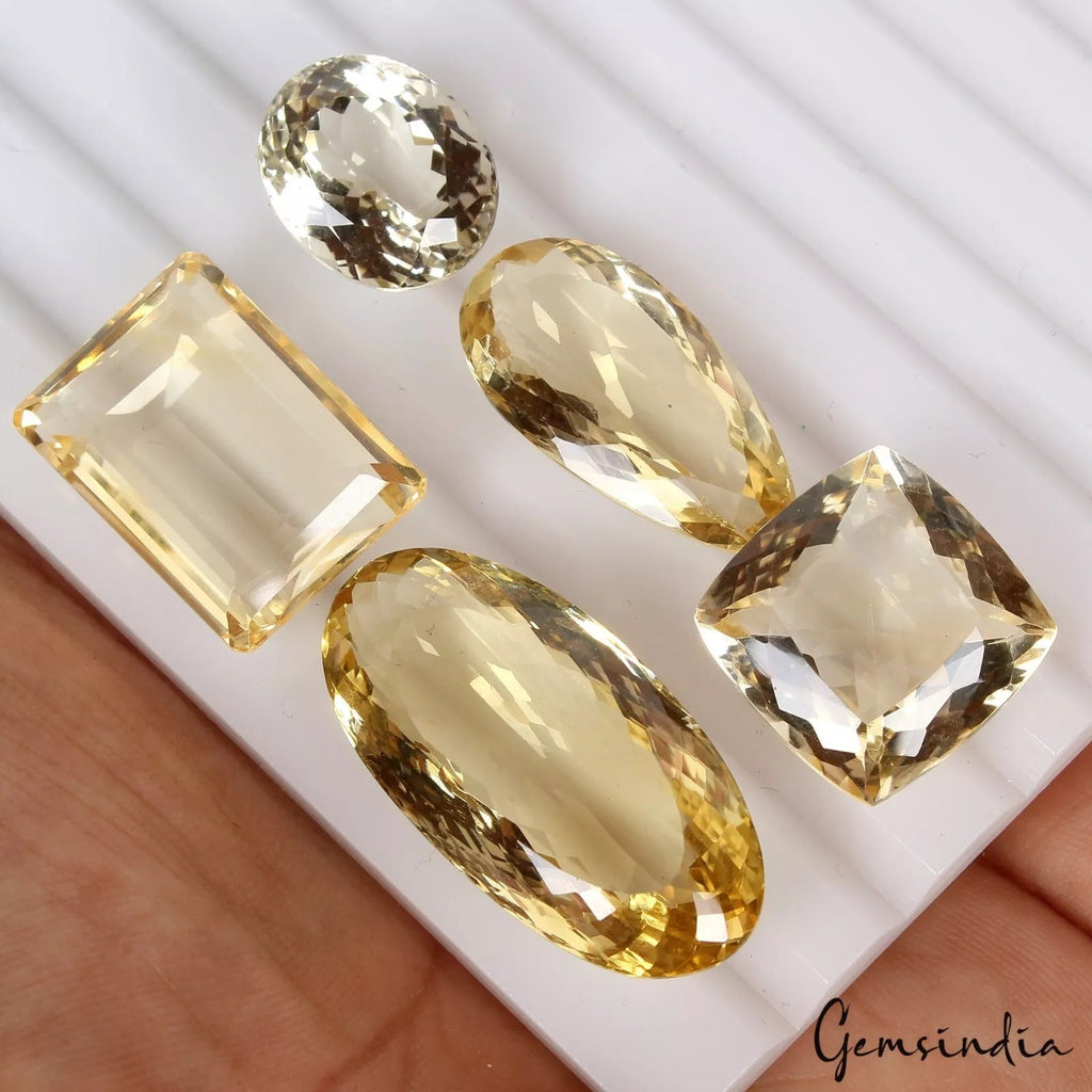 102.95Ct Top Grade Natural Citrine Mix Cut Loose Unheated 15-32mm Gemstones~5 Pc