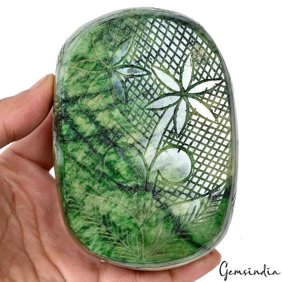 4870 Ct Natural Brazilian Green Emerald Beautiful Hand Carved Huge Size Gemstone