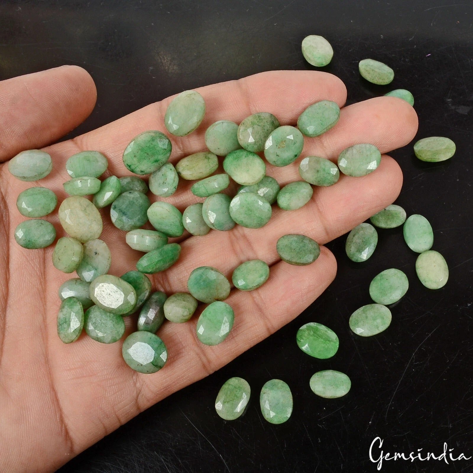 230 Cts/57 Pcs Natural Brazilian Green Emerald Oval Cut 10mm-13mm Loose Gems Lot