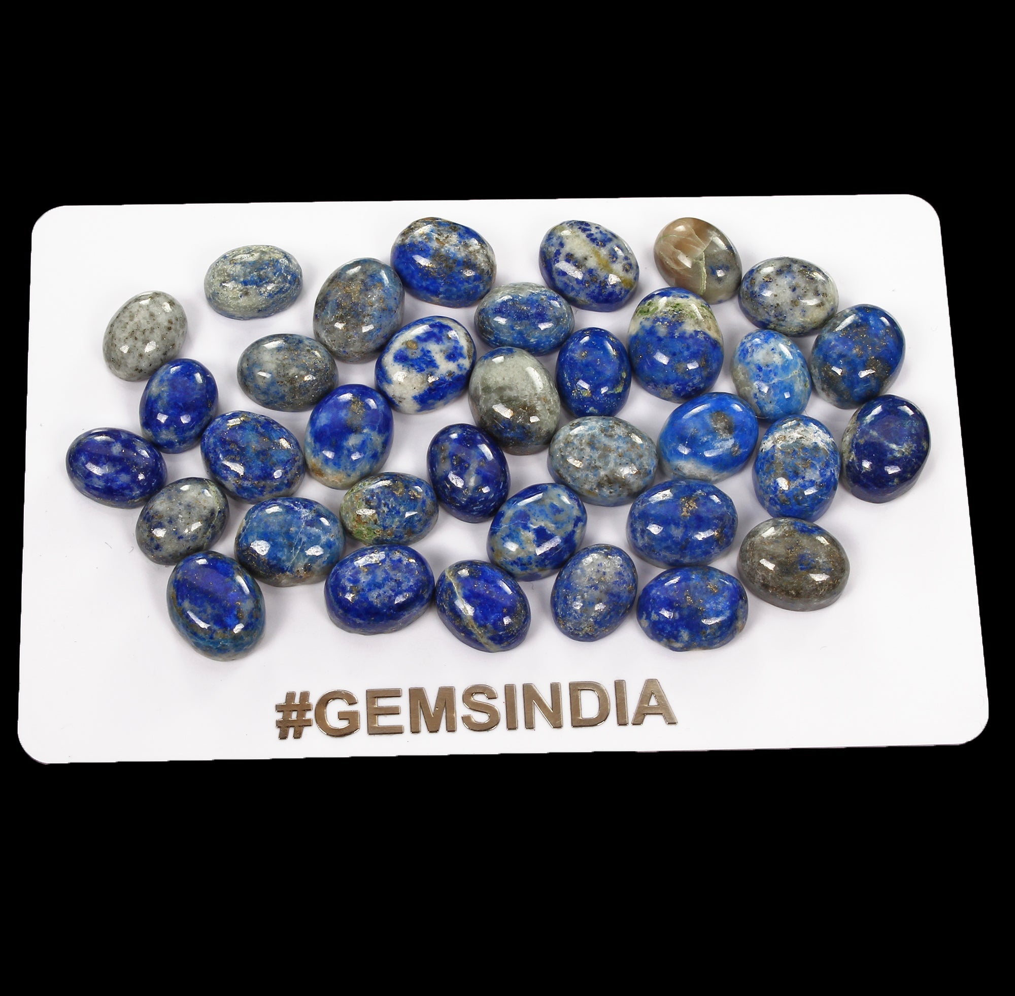 Certified 111.50 Cts/35 Pcs Natural Blue Gray Lapis Lazuli Oval Cab Loose Gems