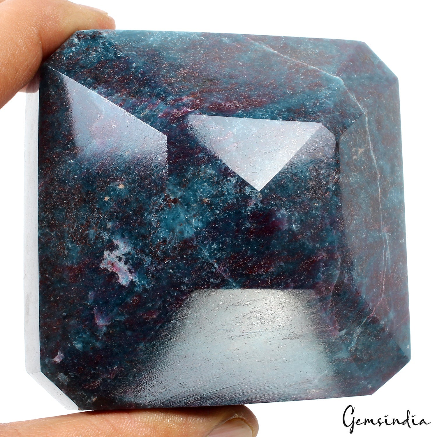 980 Gram Natural Kyanite With Ruby Spots Faceted Cut Untreated Huge Gemstone