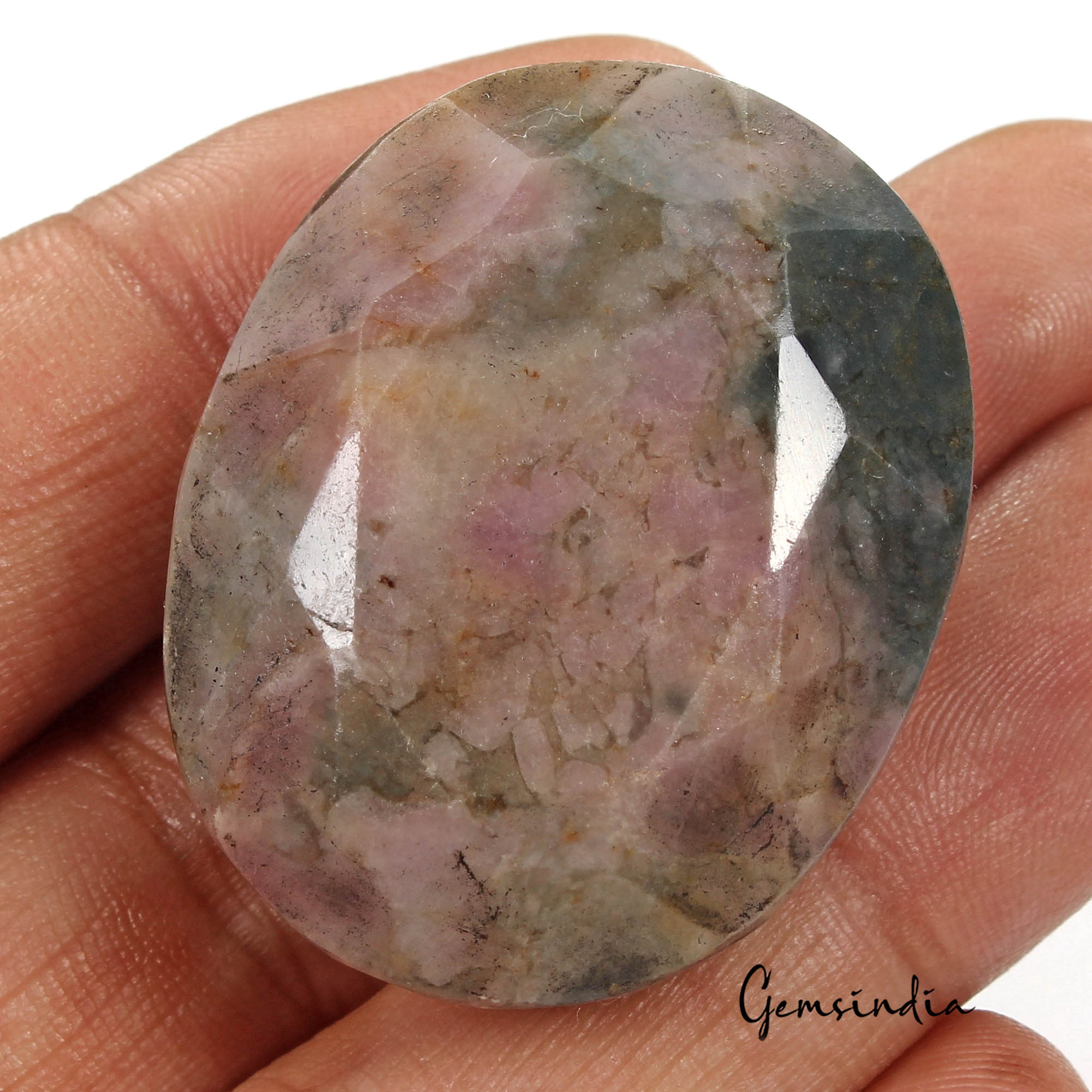 227 Cts Natural Untreated Bi-Color Ruby in Crystal Matrix Oval Faceted Huge Gem