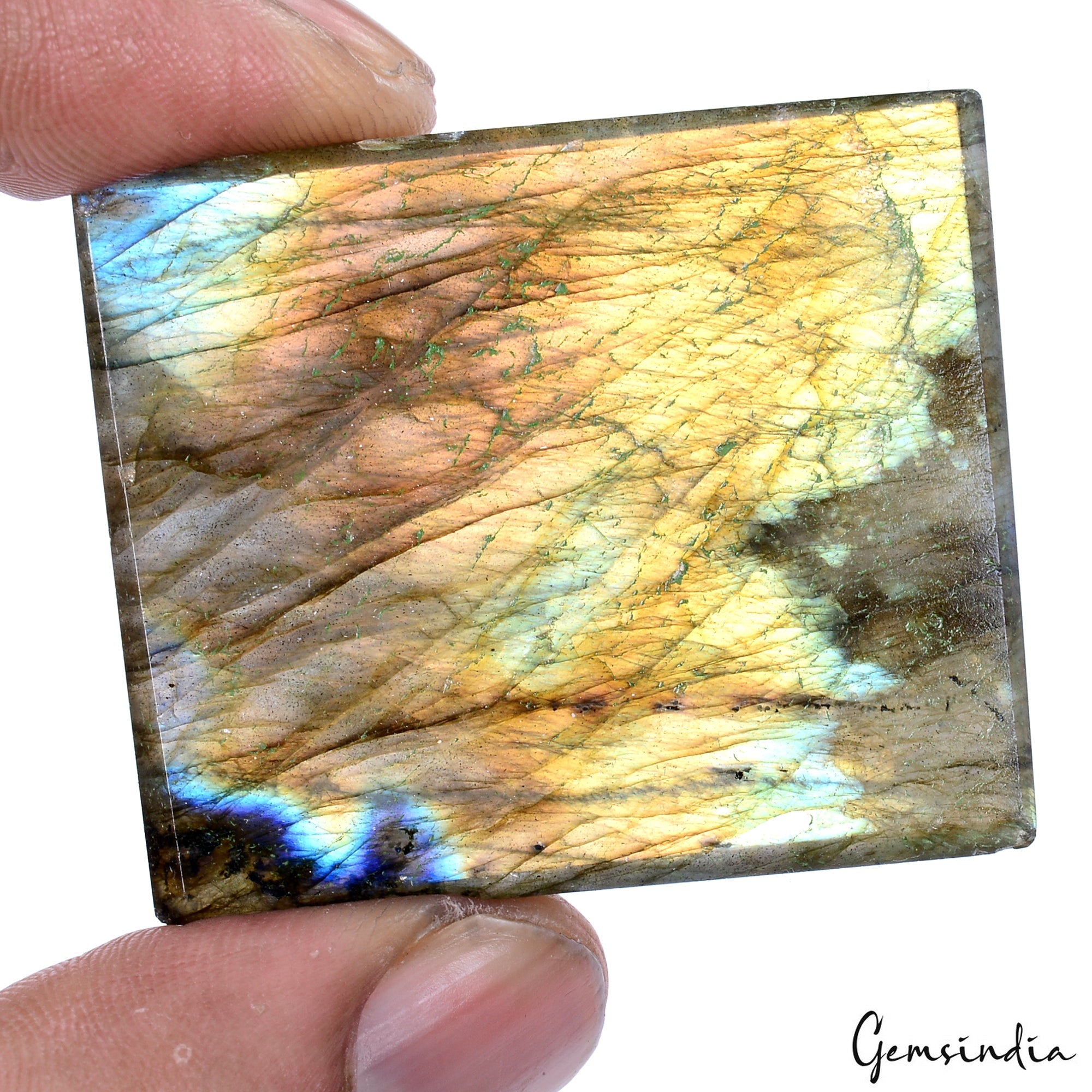 Labradorite Stone Natural Spectrolite Rectangular Cabochon Gemstone~138.40 Ct~