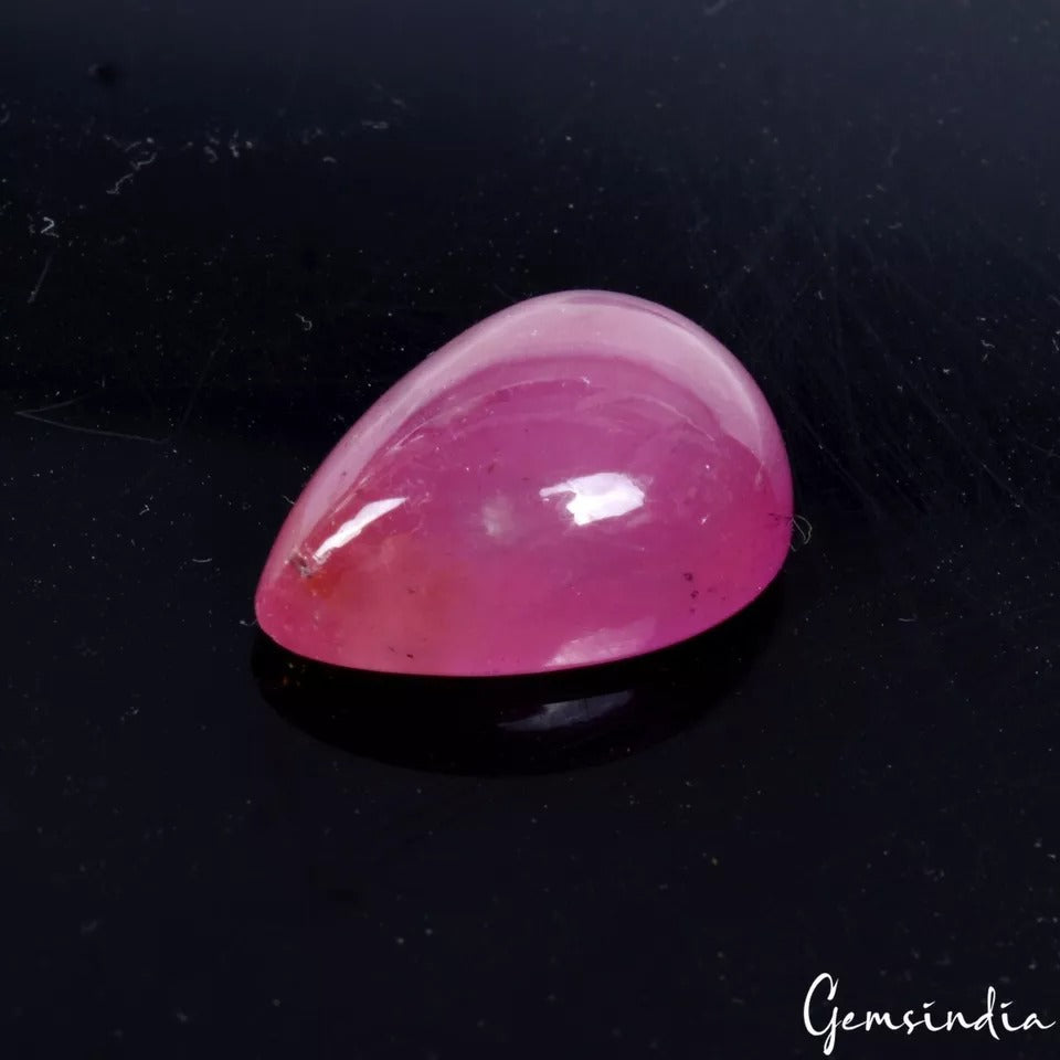 IGL&I Certified 13.90Ct Natural Pink Red Heated Ruby Pear Cab Loose Gem For Ring