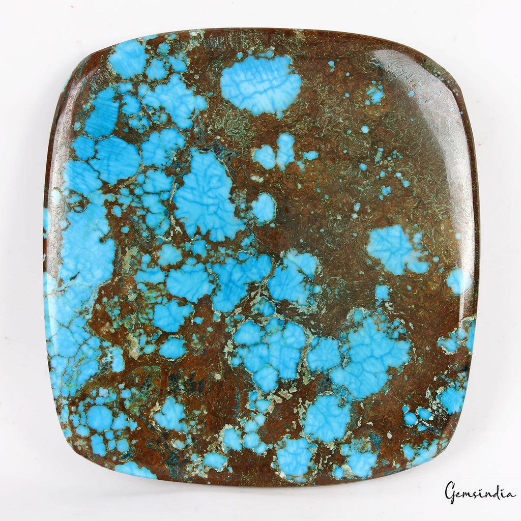 Spiderweb Blue Turquoise Cushion Cab Arizona 233.10 Ct Museum Size Gems From U.S