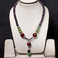 Handmade 19" Long Natural Sapphire Necklace with Emerald/Ruby Gem Beads~ 640 Cts