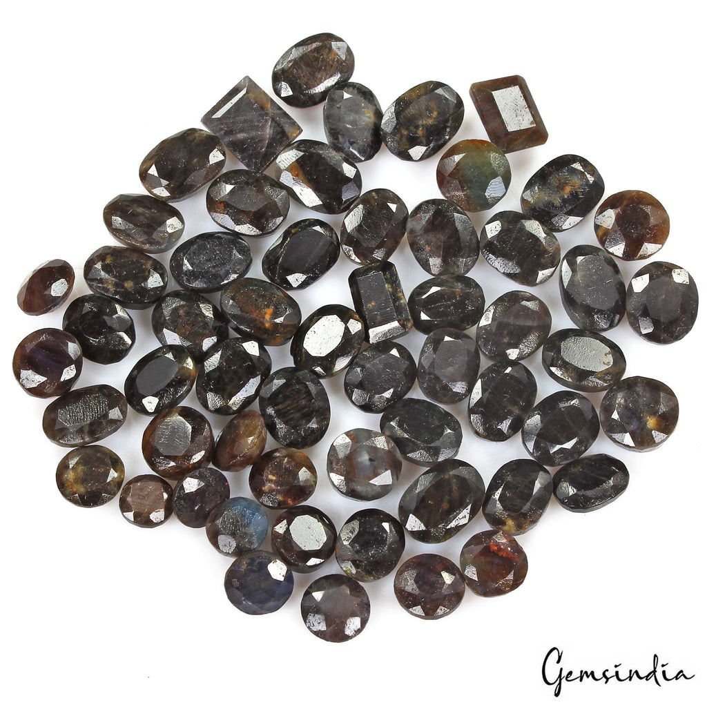 420 Ct/57 Pcs Natural Untreated Black Sapphire Mix Cut Loose Gem Lot For Jewelr