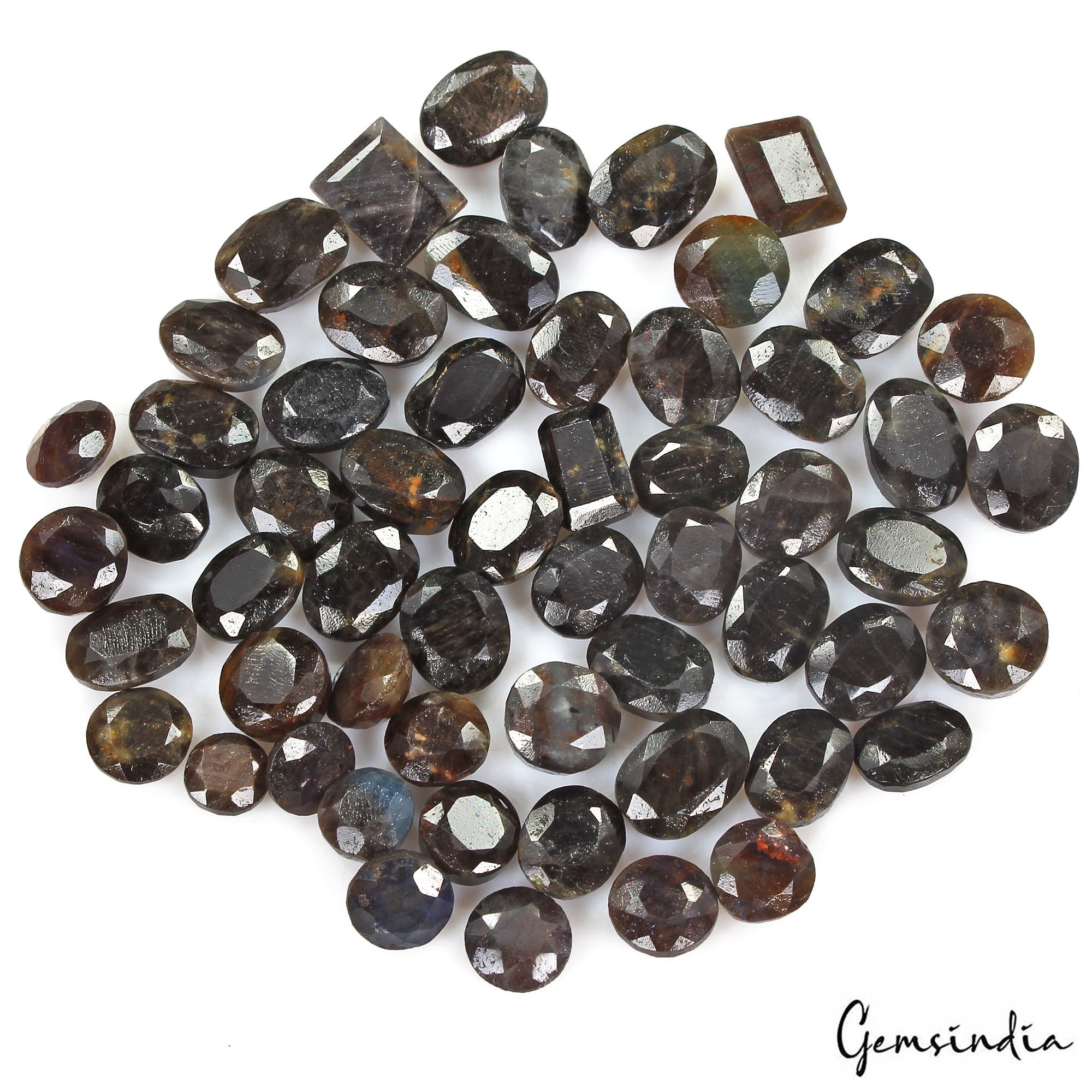 420 Ct/57 Pcs Natural Untreated Black Sapphire Mix Cut Loose Gem Lot For Jewelr