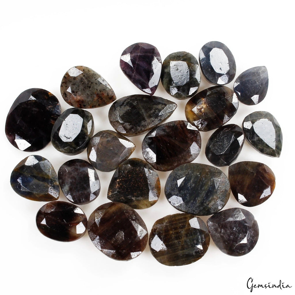 Natural Untreated Dark Brown Sapphire Mix Faceted 22 Pc Loose Gems Lot 260.00 Ct