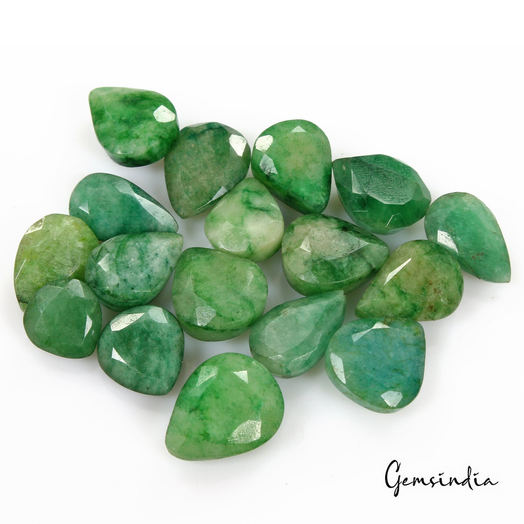 129.50 Ct/17 Pcs Natural Brazilian Green Emerald Pear 11mm-17mm Gems For Jewelry