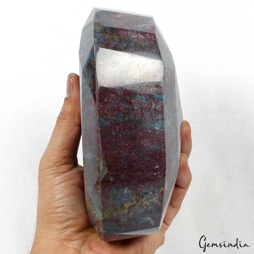 2.8Kilo 100% Natural Ruby Kyanite Oval Cut Untreated Large Size Gemstone W Stand