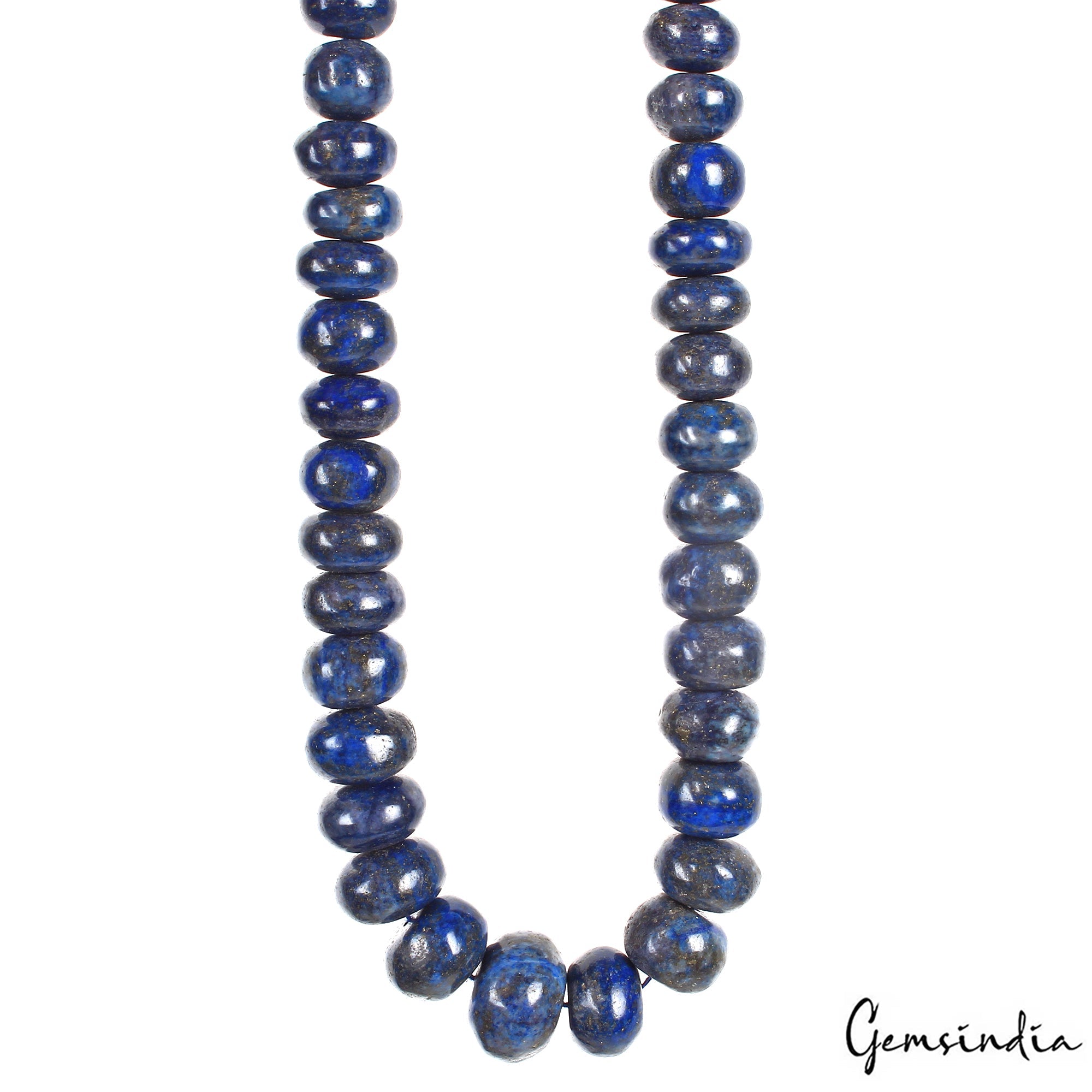 560 Cts Natural Blue Lapis Lazuli Gem Round Cab Drill 10mm-17mm Bead Strand 15"