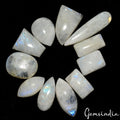 100% Natural Blue Flash Moonstone Mix Cabochon 300 Ct Loose Gemstones Lot~11 Pcs
