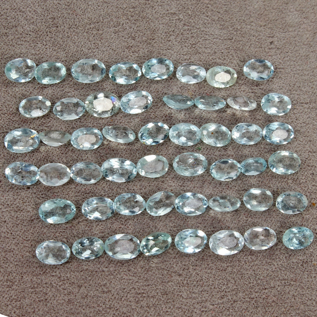 Oval Cut Natural Unheated Nice Blue Aquamarine 22.20ct 5-6mm 50pcs Lot Gemstones