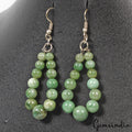 75.60 Ct Natural Green Emerald Round Beaded Dangler Beautiful Earring 2.75"Long