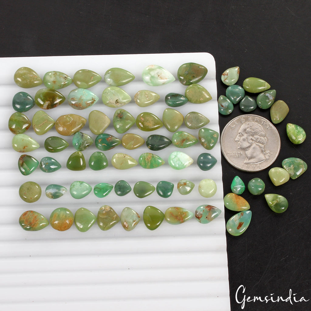 Untreated 127.40 Ct Natural Green Apple Australian Chrysoprase 69 Pcs Gemstone