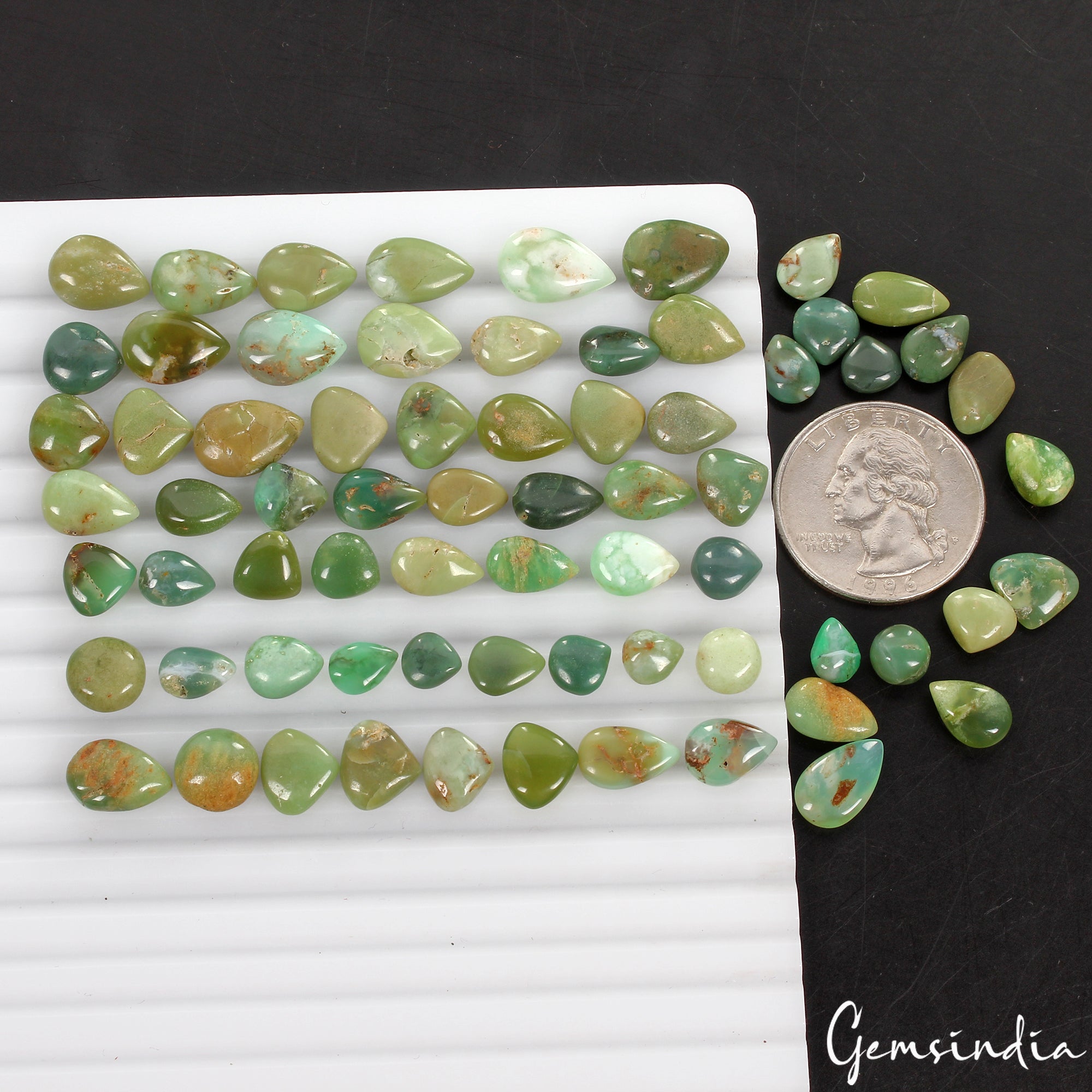 Untreated 127.40 Ct Natural Green Apple Australian Chrysoprase 69 Pcs Gemstone