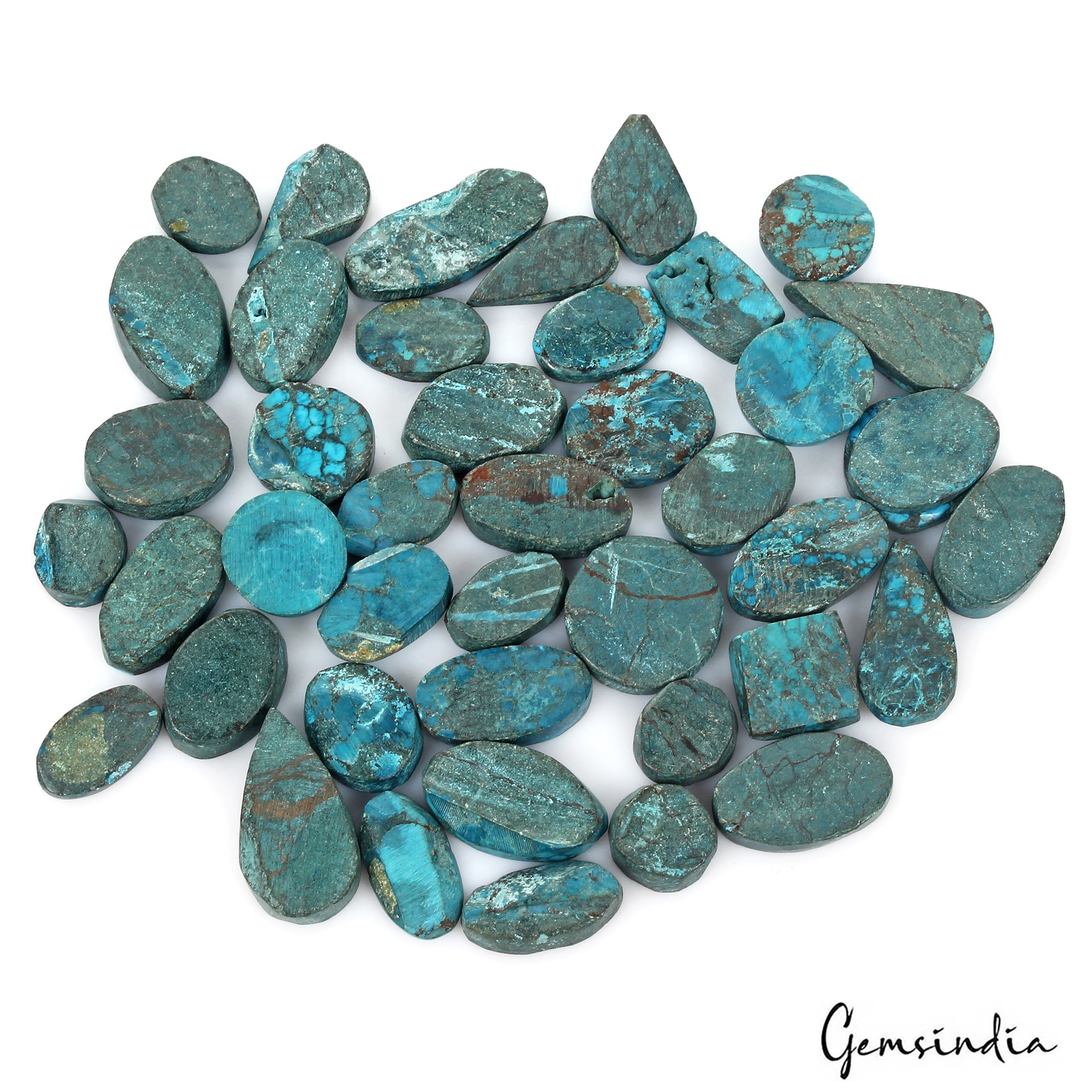 400 Cts/43 Pcs Natural Blue Green Spiderweb USA Turquoise Mix Cab Loose Gems Lot