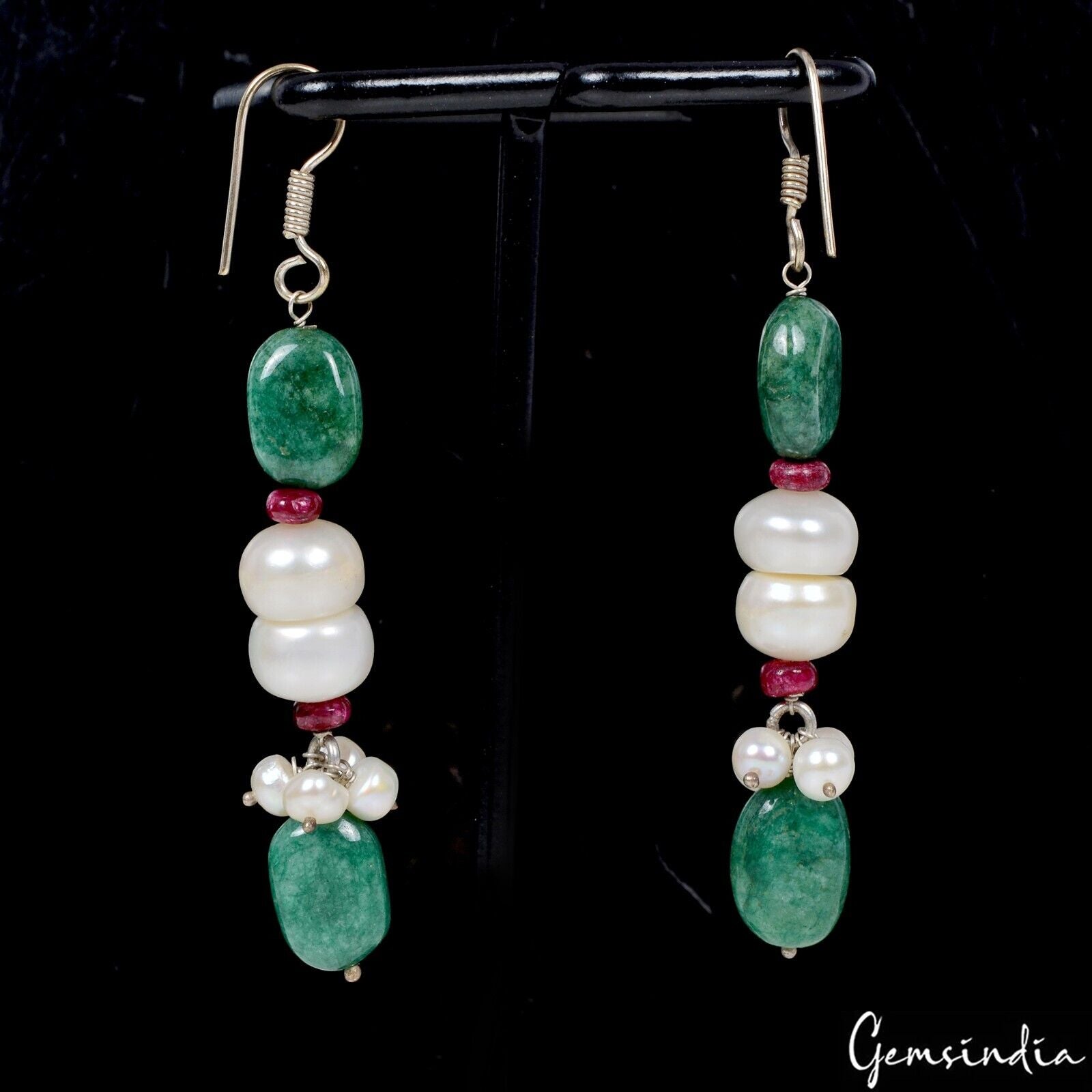 590 Ct Natural Emerald Freshwater Pearl Beaded Designer Necklace Set For Women