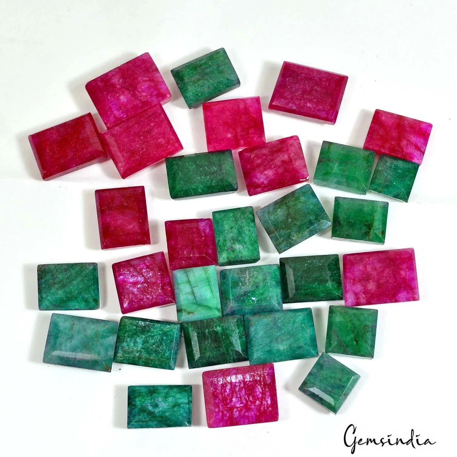 450 Cts/30 Pcs Natural Pink Beryl/Green Emerald Baguette Cut Gems For Jewelry