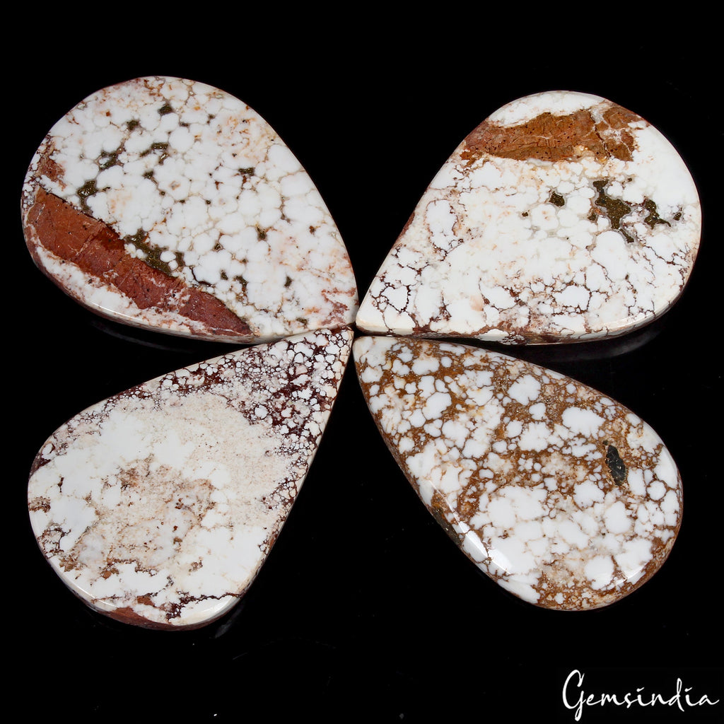 580 Ct/4 Pc Natural Untreated Nevada White Buffalo Turquoise Loose Gemstones Lot