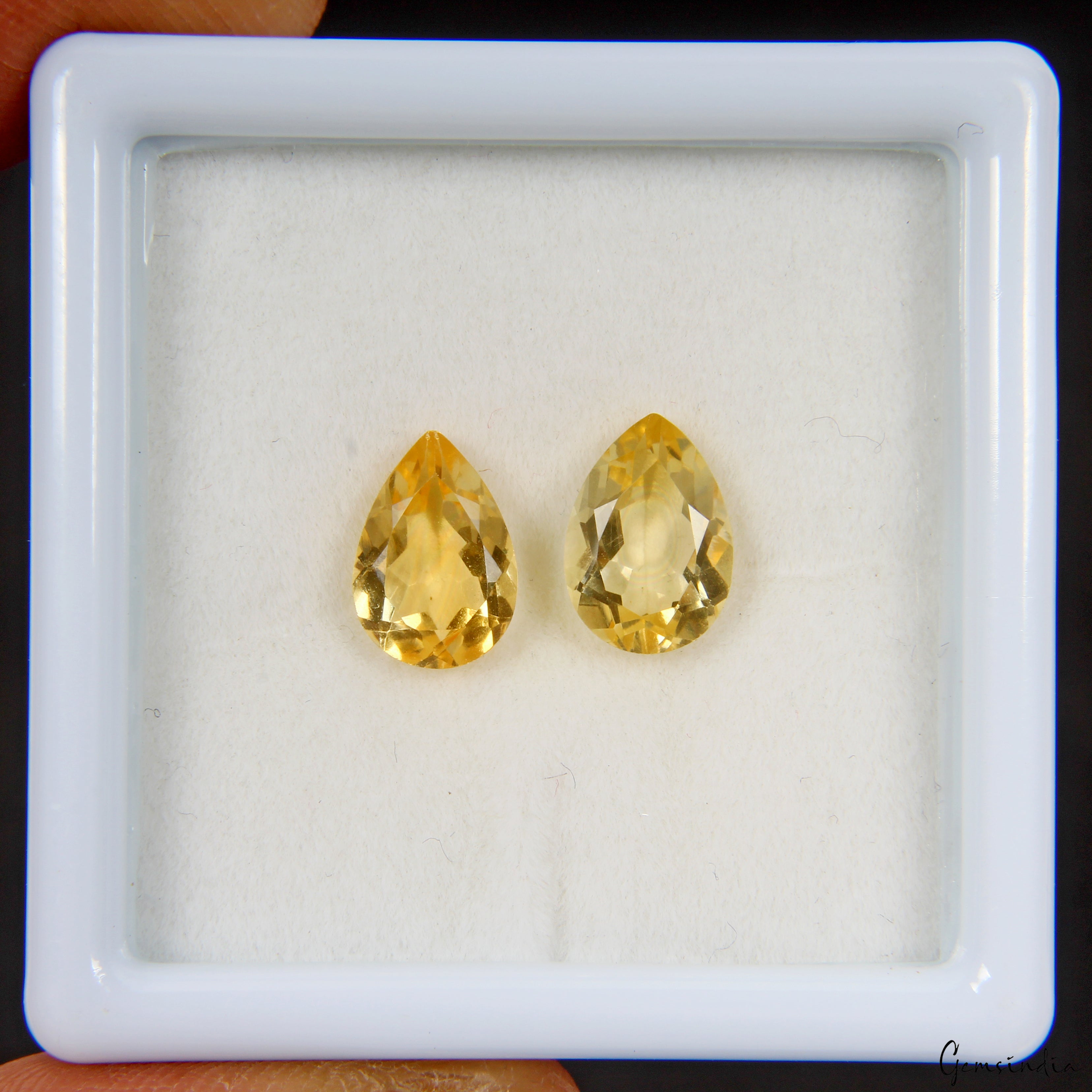 Certified 3.40 Ct Natural Yellow Citrine Gem Pear Cut Matching Pair for Earring