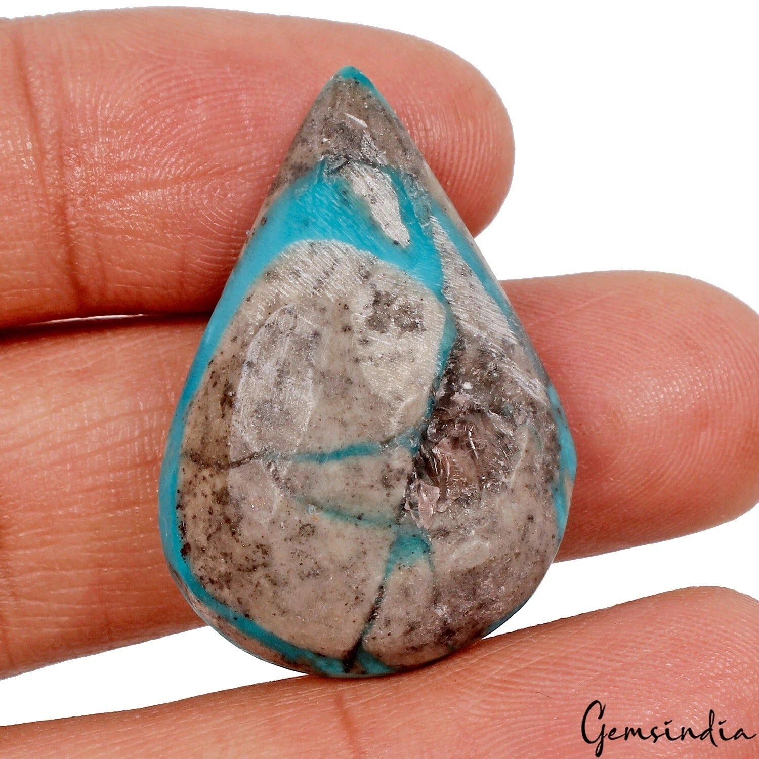 41.30 Cts Natural Untreated Blue Turquoise(Firoza)Pear Cab Rare Gem For Pendant