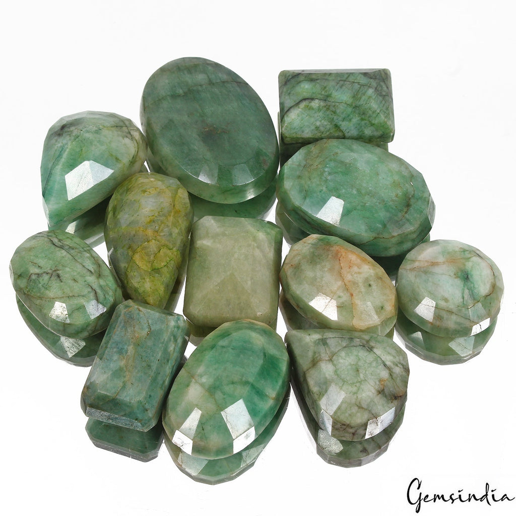 1750 Cts/12 Pcs Natural Brazilian Green Emerald Mix Cut Loose Wholesale Gems Lot