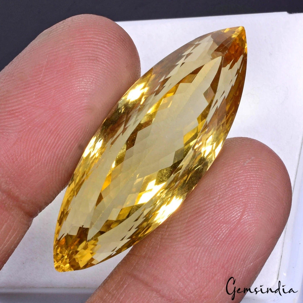 Marquise Cut Natural Unheated Rich Yellow Citrine Brazil 56.70 ct Certified Gem