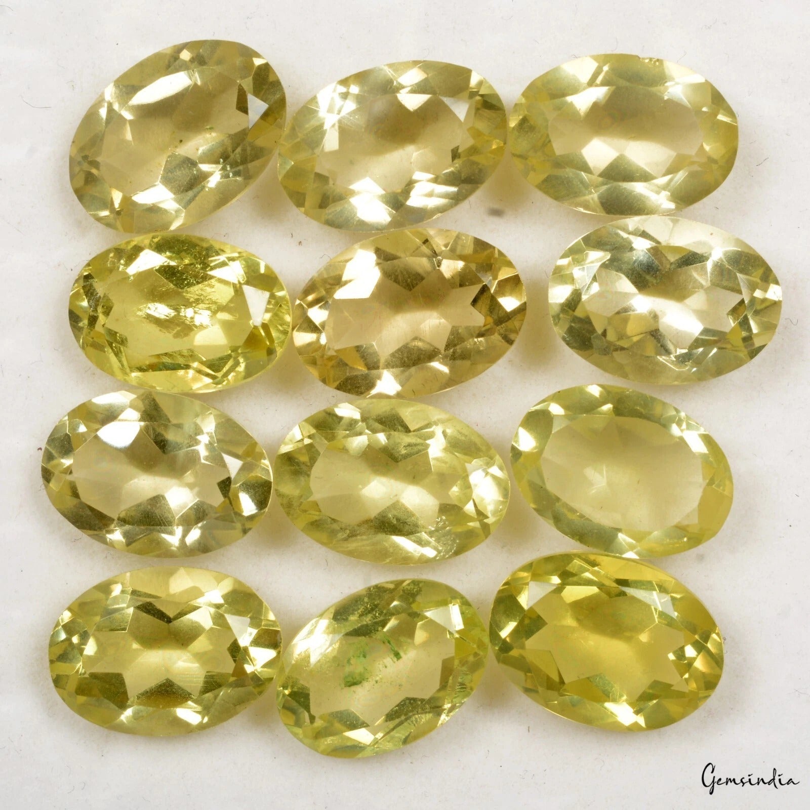 74 Cts/12 Pcs Natural Untreated Lemon Citrine Quartz Oval Loose Gem For Jewelry