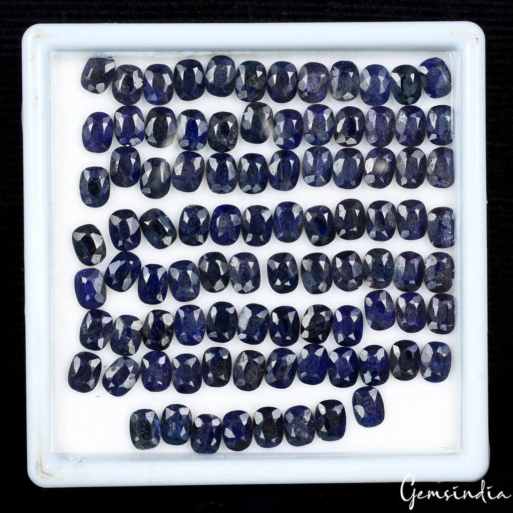 161.50 Cts/92 Pcs Natural Blue Sapphire Cushion Calibrated 8x6mm Loose Gems Lot