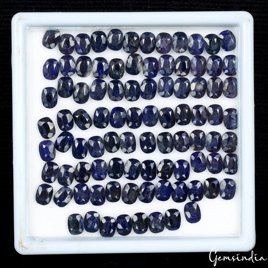 Blue Sapphire Lot, Loose Gemstone, Color Enhanced — 92 Pieces, 8mm, 161.50 Ct, Madagascar