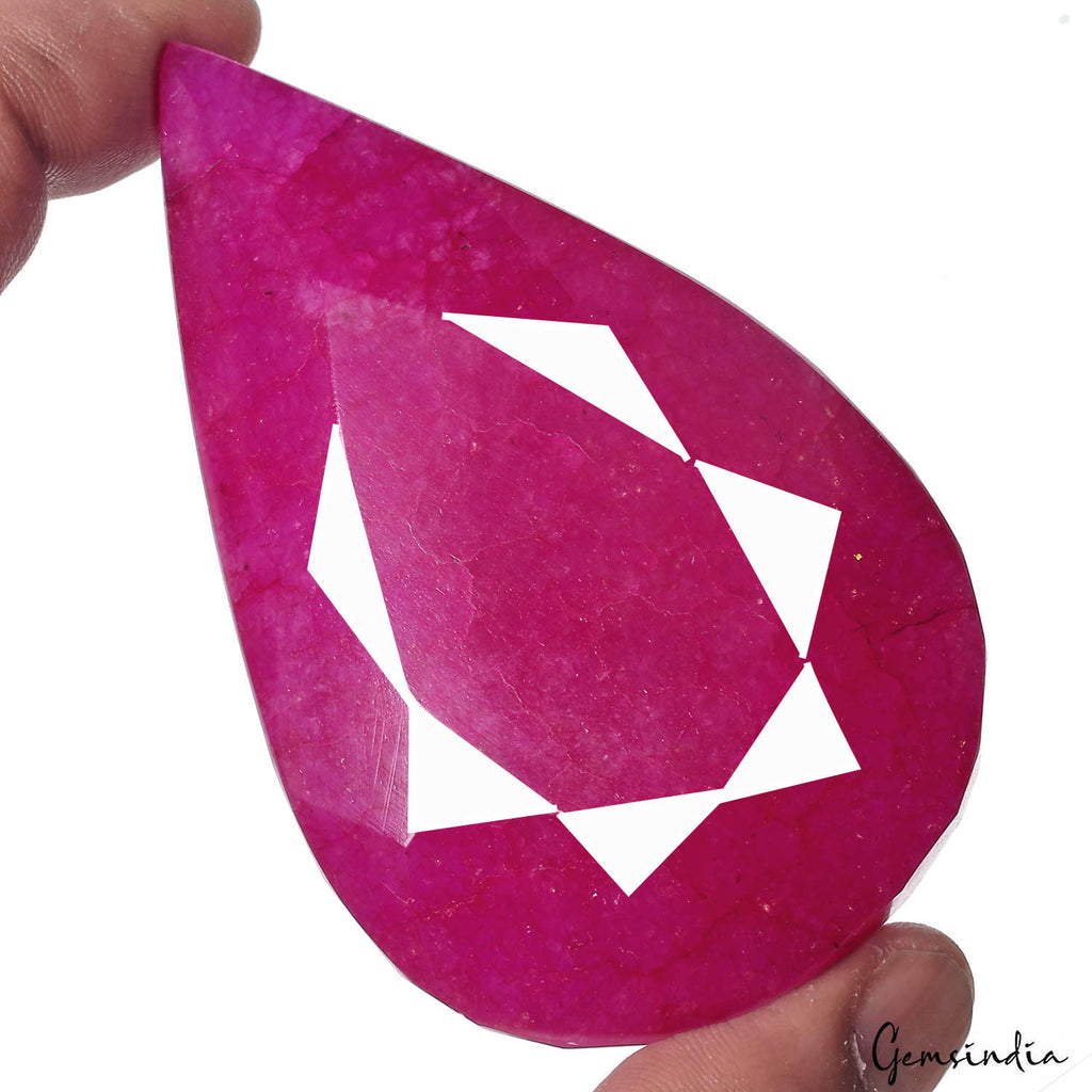 Quartz Loose Gemstone, Color Enhanced, Pink Red — 85x52x24mm, 720 Ct, Madagascar