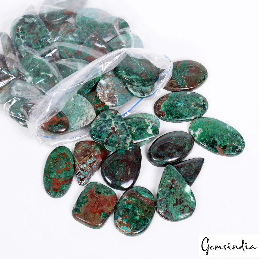 1700 Ct Natural Azurite Chrysocolla Untreated Mix Cab 25-44mm Gems Wholesale Lot