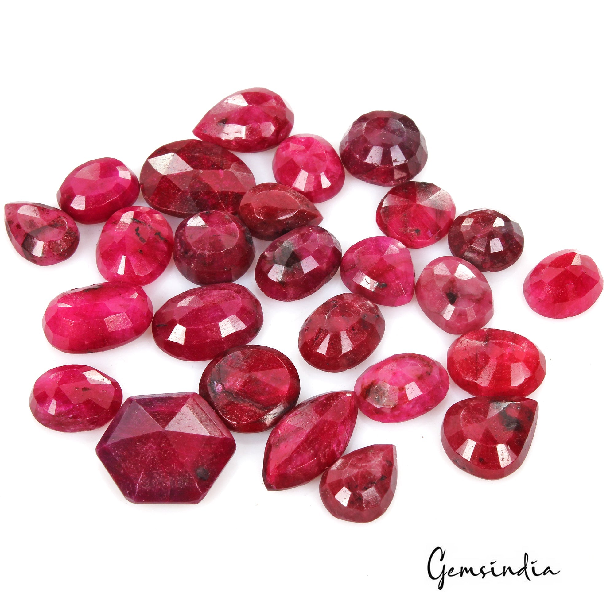 Certified 237 Cts/26 Pcs Natural African Red Ruby Mix Cut Loose Gems For Jewelry