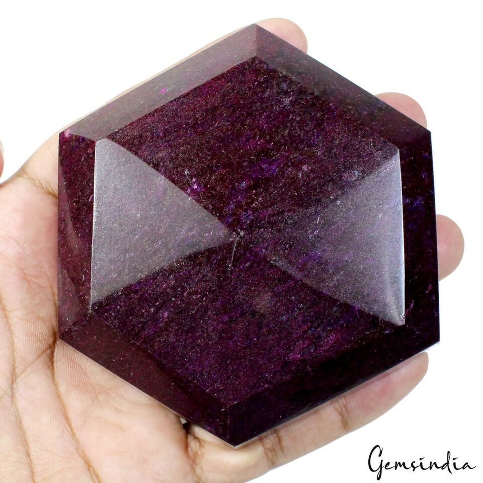3300 Cts Natural Deep Red Ruby Hexagon Cut Loose Earth mined Gemstone w/ Stand