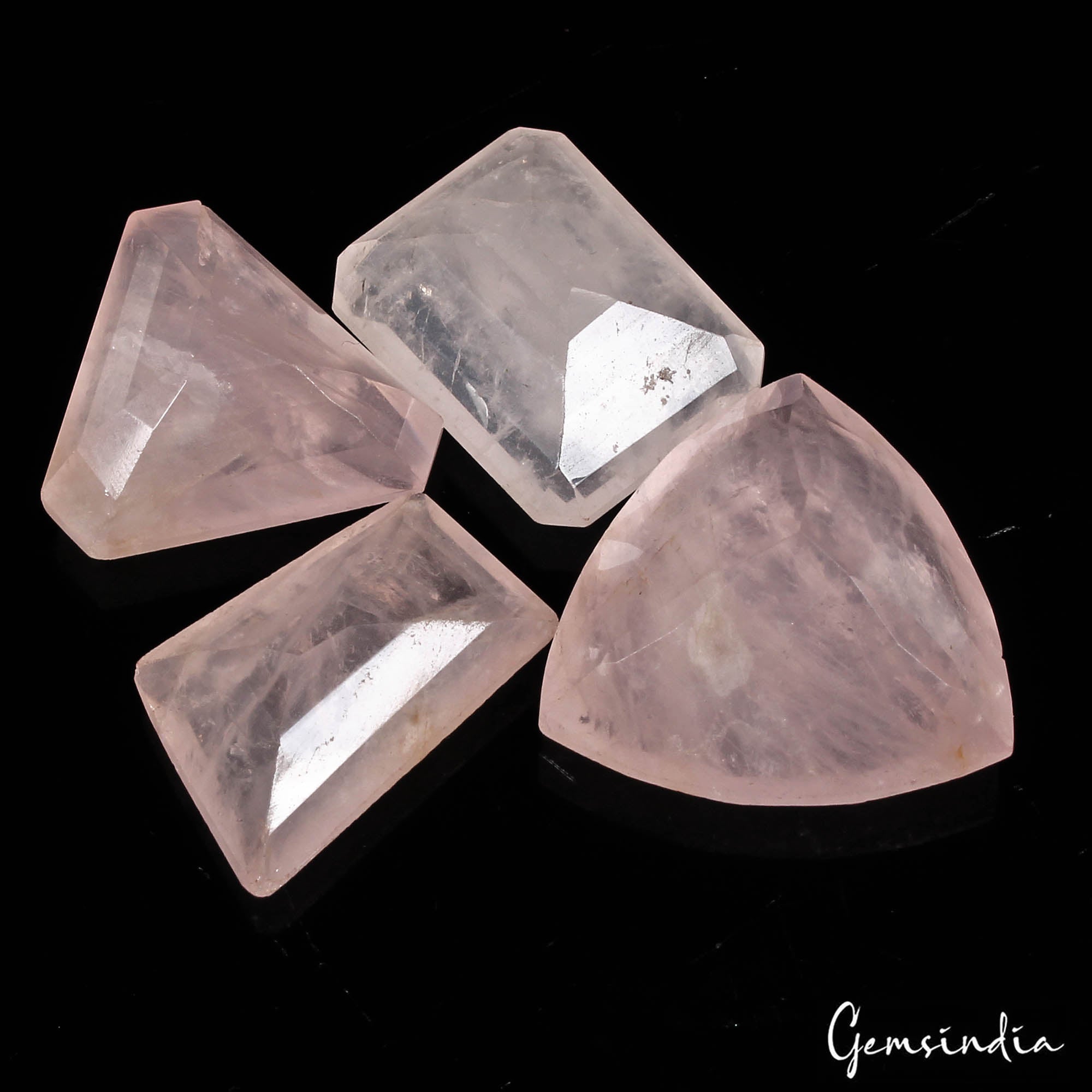 95.40 Cts/3 Pcs Natural Untreated Pink Rose Quartz Mixed Cab Loose Gemstones Lot