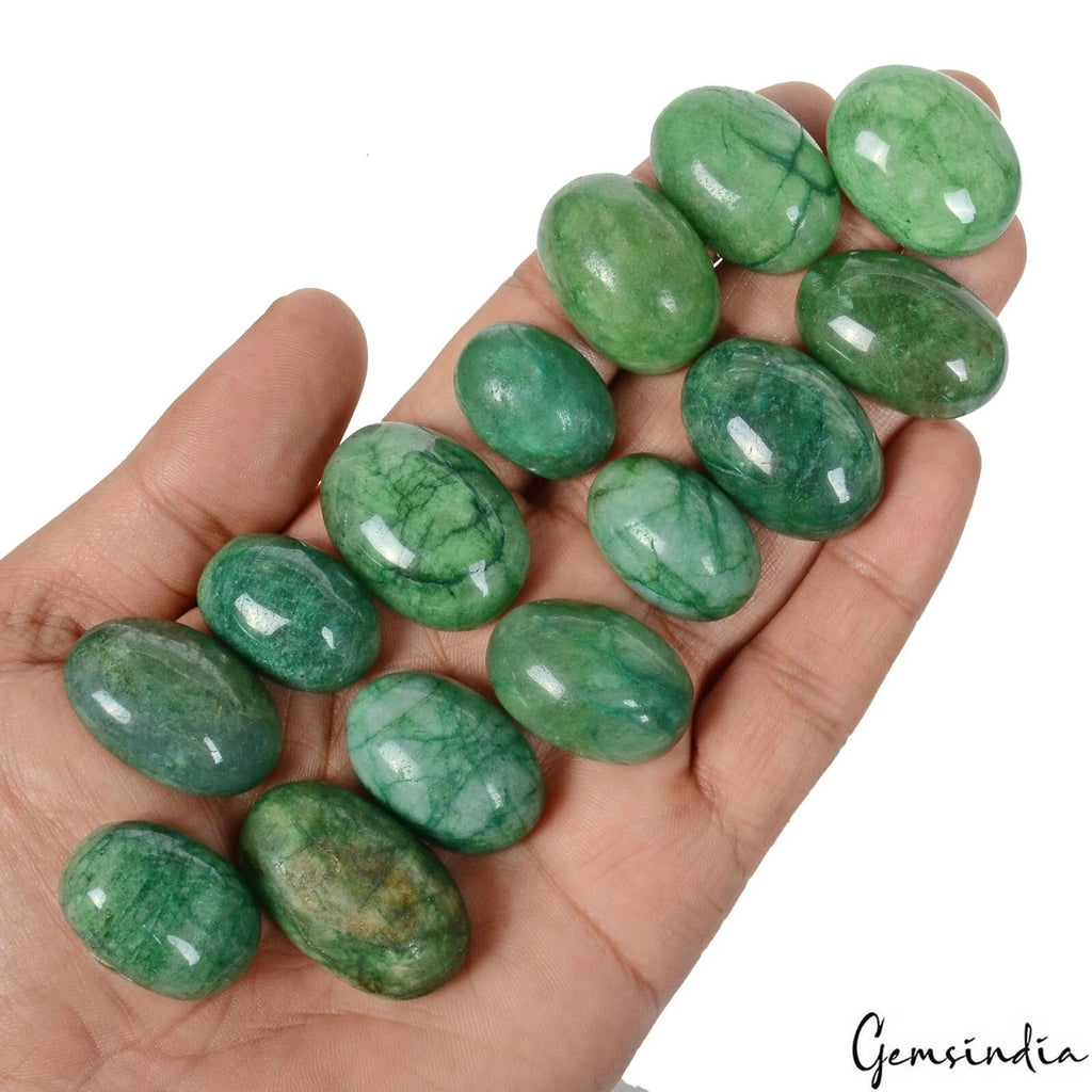 770 Cts/14 Pcs Natural Brazilian Green Emerald Oval Cab Loose Wholesale Gems Lot
