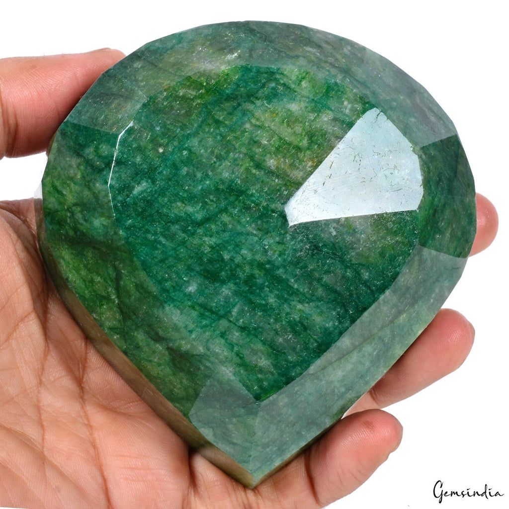 Brazilian Emerald Loose Gemstone, Pear Faceted, Color Enhanced — 100x96x47mm, 3360 Ct, Brazil