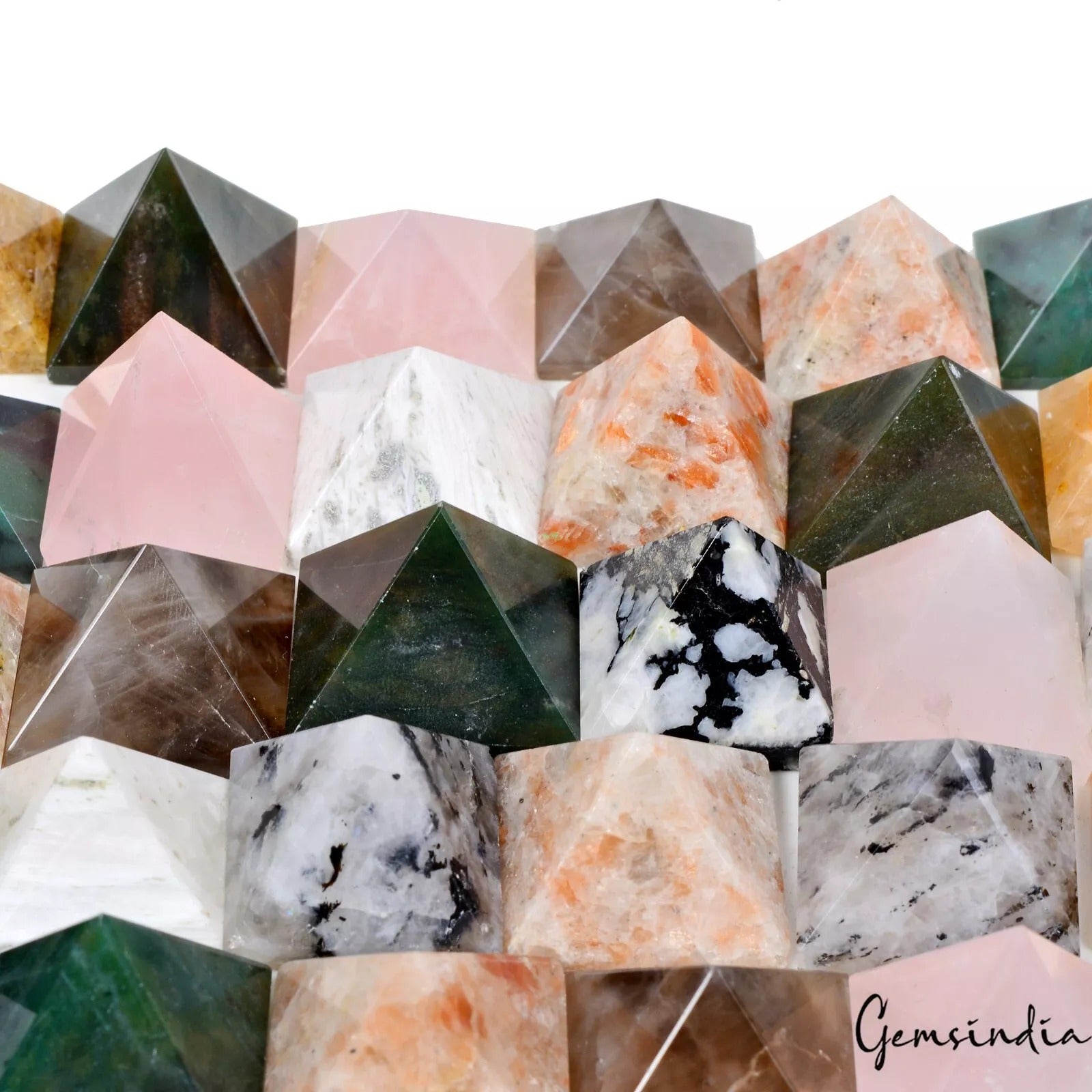 100 Pcs Multi Gems Crystal Tiny Pyramid Mineral Chakra Energy Tower Decor Gift