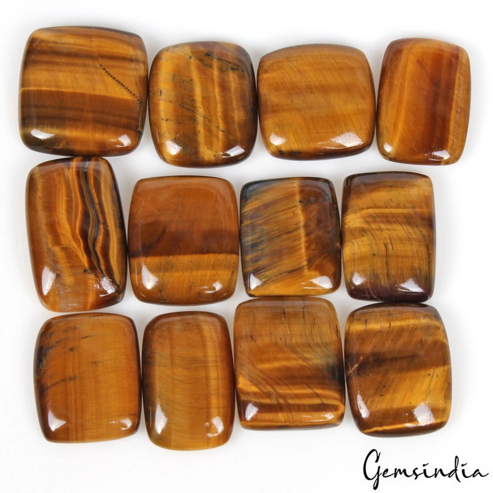 Tiger Eye Lot, Cabochon, Untreated — 12 Pieces, 21mm To 26mm, 300 Ct