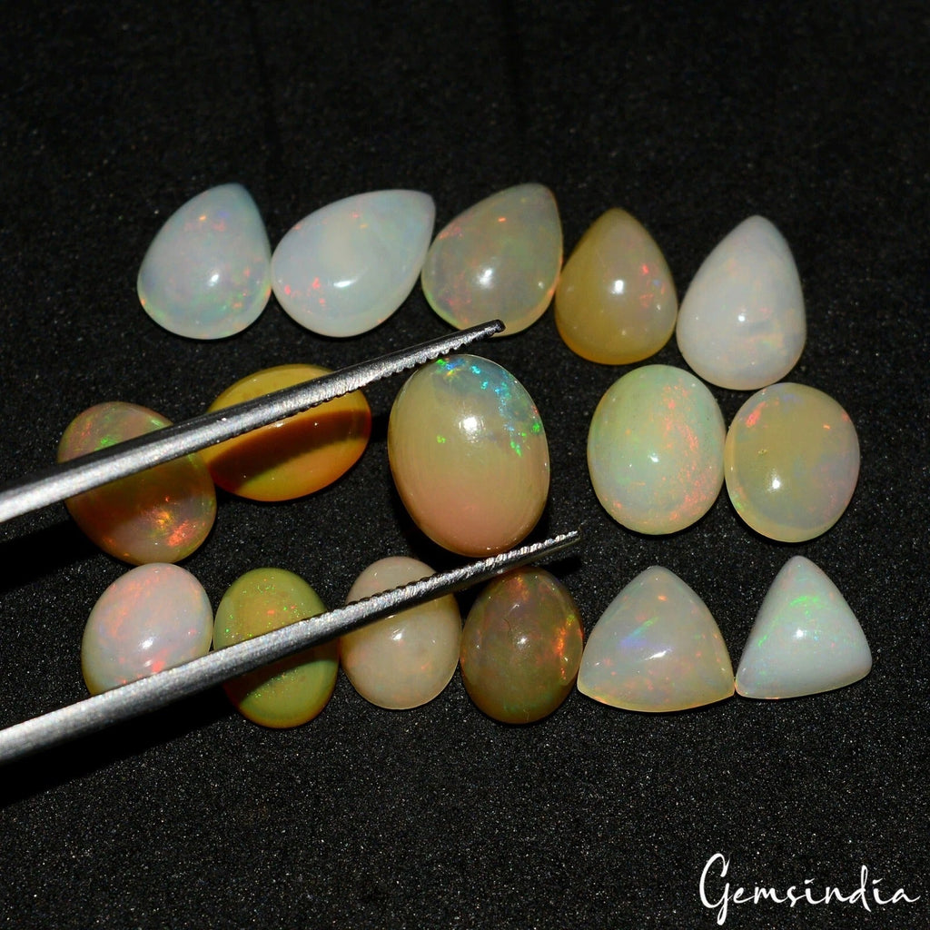 Natural Welo Fire Ethiopian Opal Mix Shape Cabochon Gemstone 15.80Ct Lot 7mm-9mm