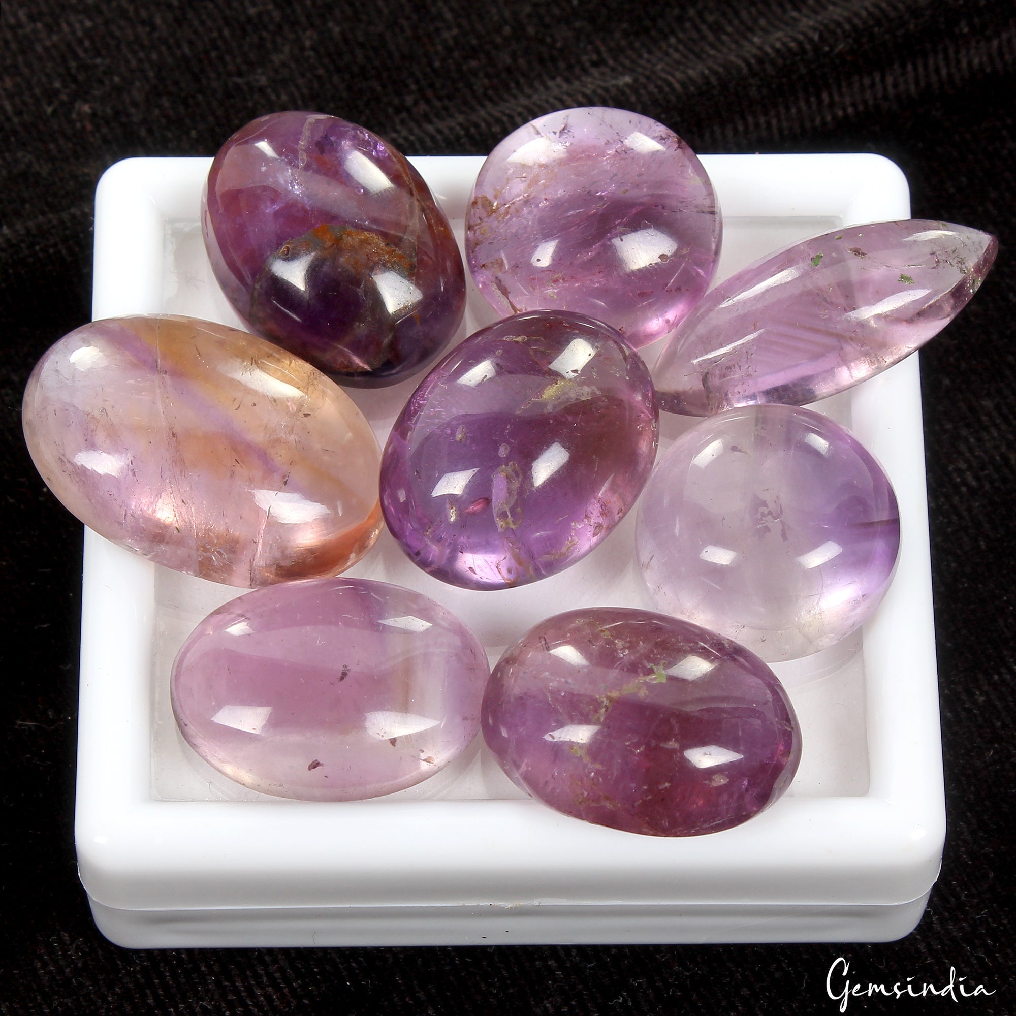 8 Pcs 240 Cts Natural Purple Amethyst Jewelry Making Mix Cabochon Lot 20-29mm