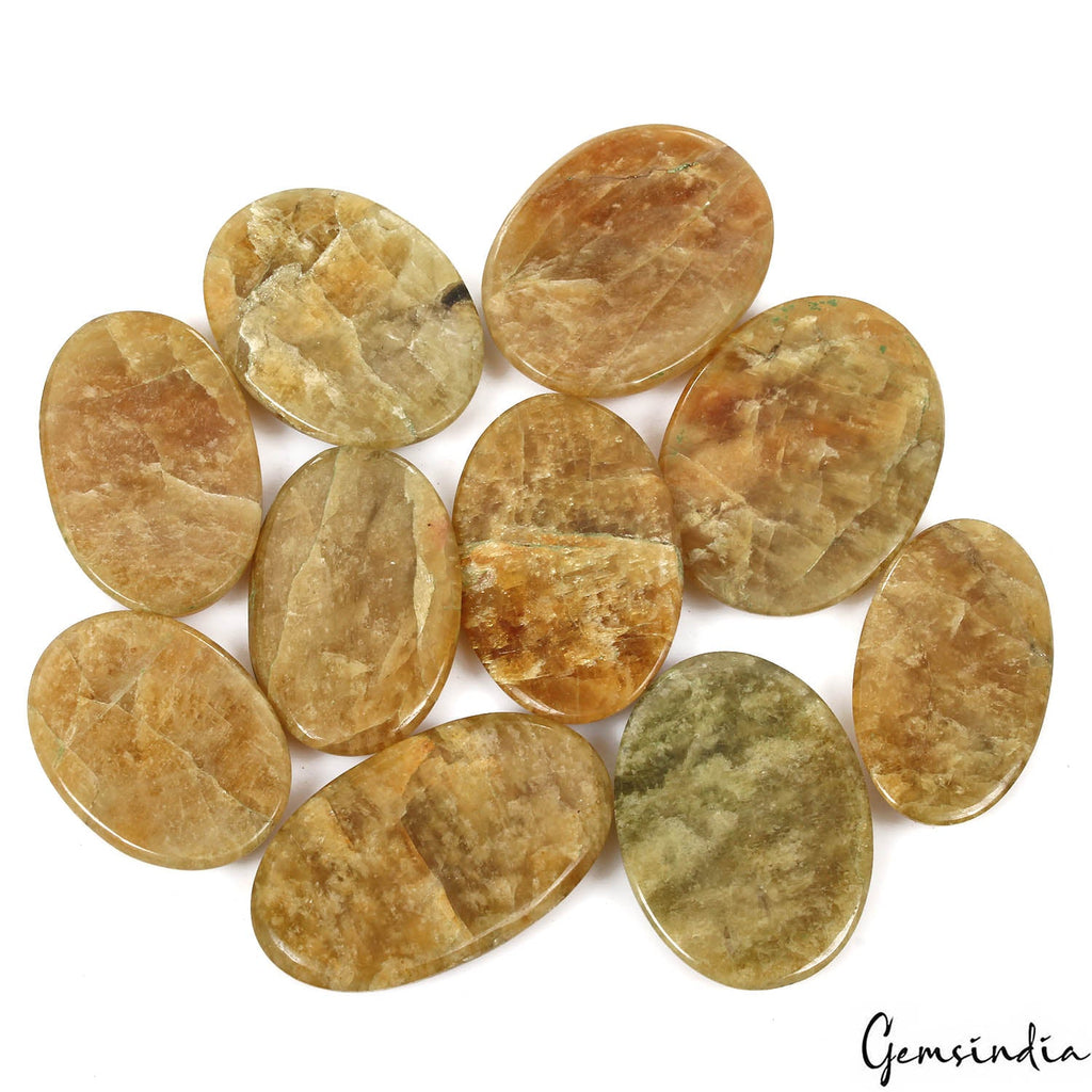1030 Cts/10 Pcs Natural Untreated Heliodor Yellow Beryl Oval Cab Loose Gems Lot