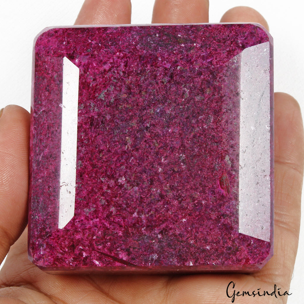 Ruby Loose Gemstone, Color Enhanced, Dark Red — 64x62x49 mm, 2200 Ct, Madagascar