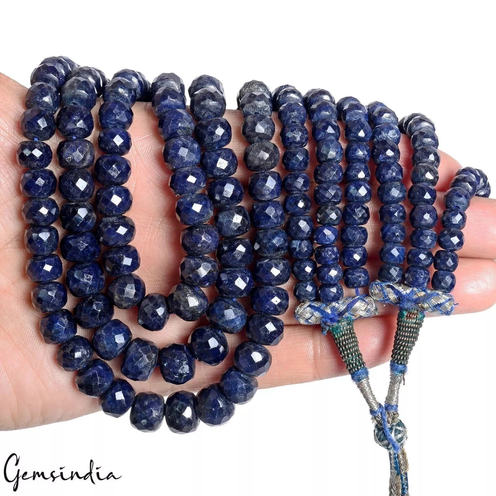 22" Long Natural Blue Sapphire Multi Stranded Necklace Women Jewelry ~ 1400 Cts