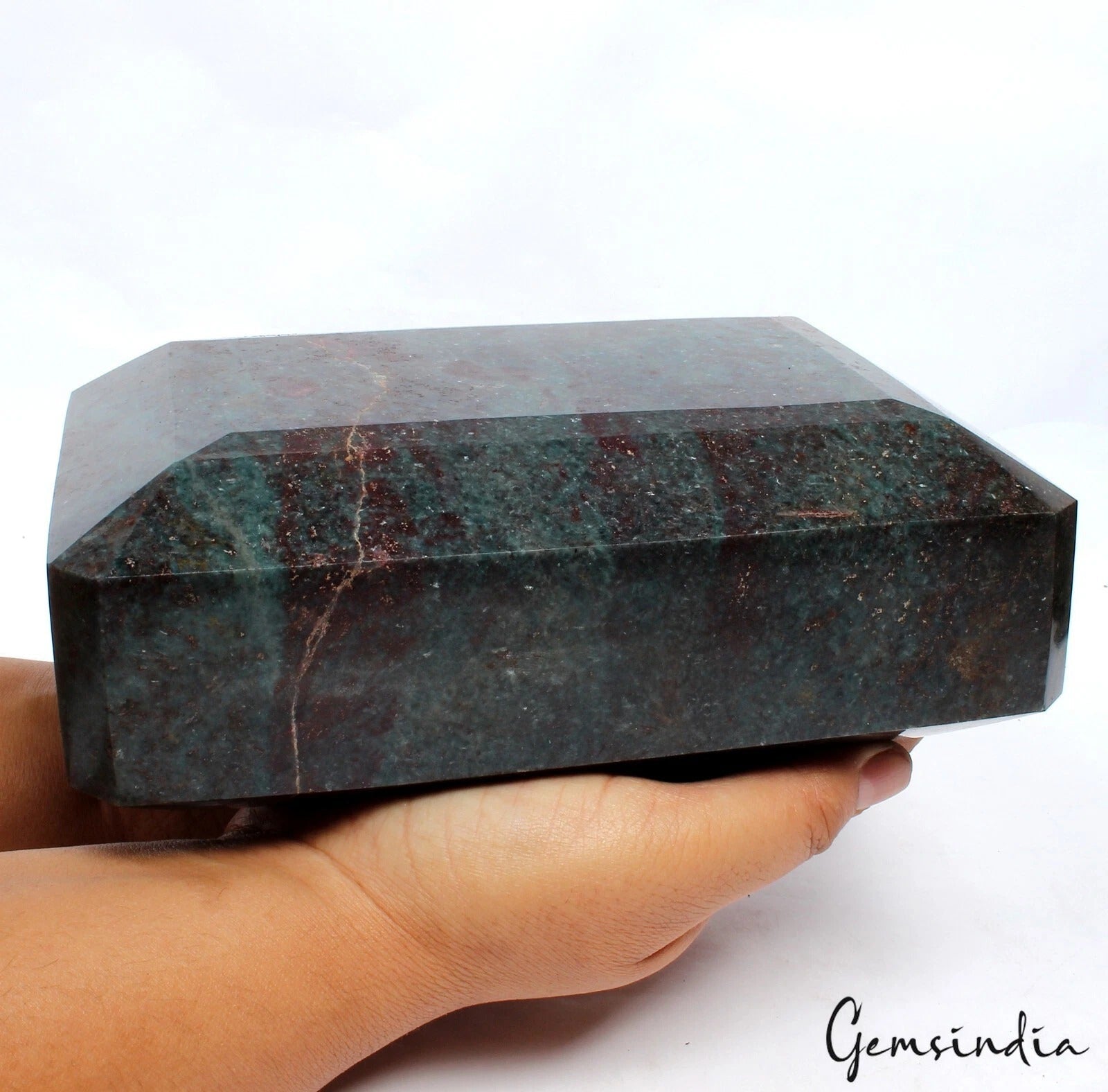 Large Polished Ruby in Kyanite Emerald Cut Slab Natural Stone Display Slab~5.3Kg