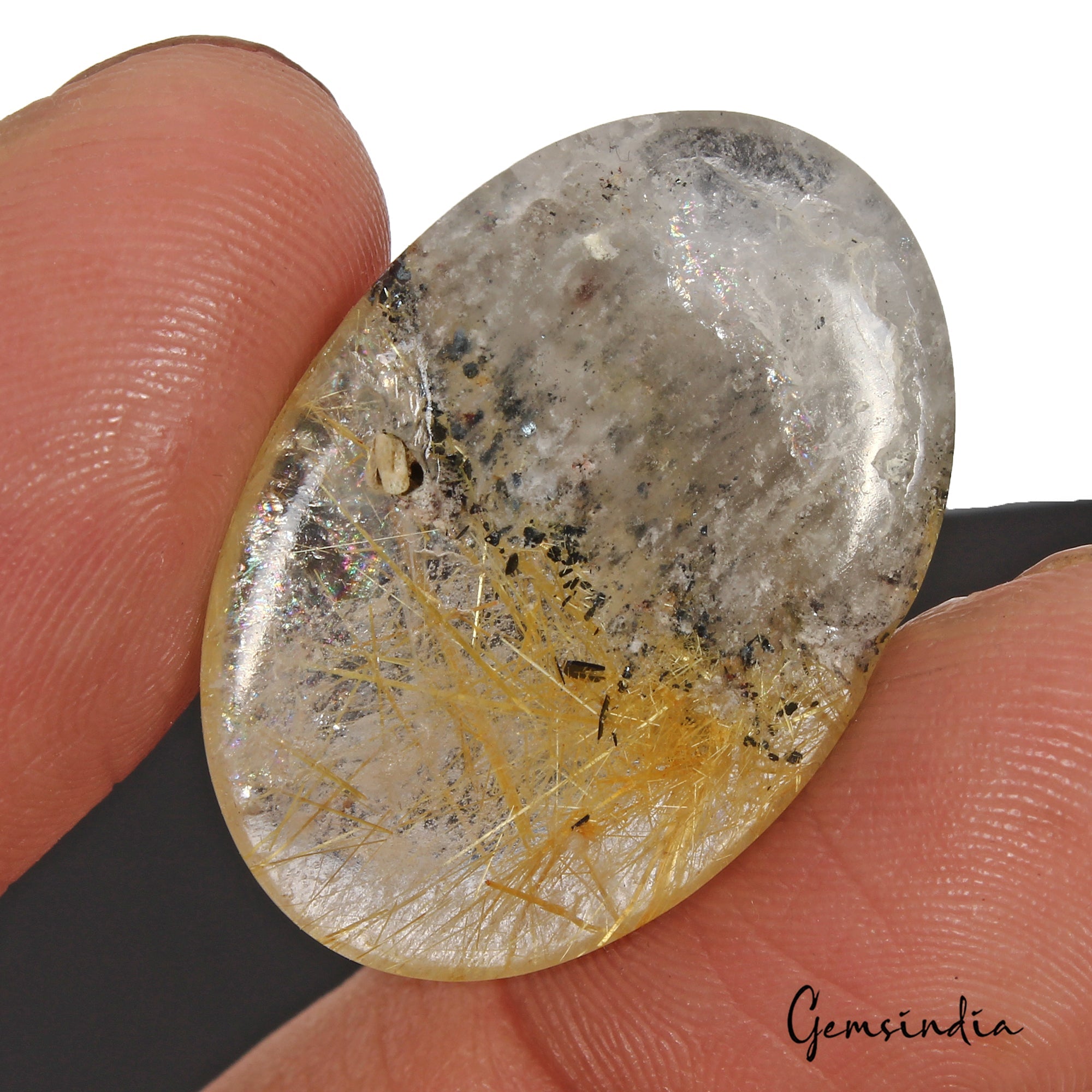 26.50 Ct Natural Untreated Rutile Oval Cab Pendant Size Loose Gems For Jewelry